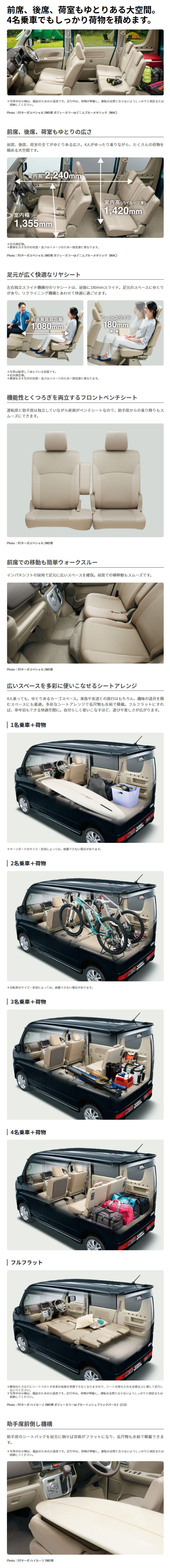 エブリイワゴンの室内空間