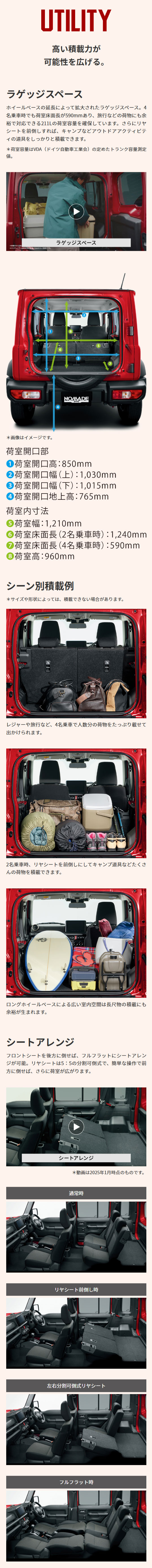 ジムニーノマドの室内空間