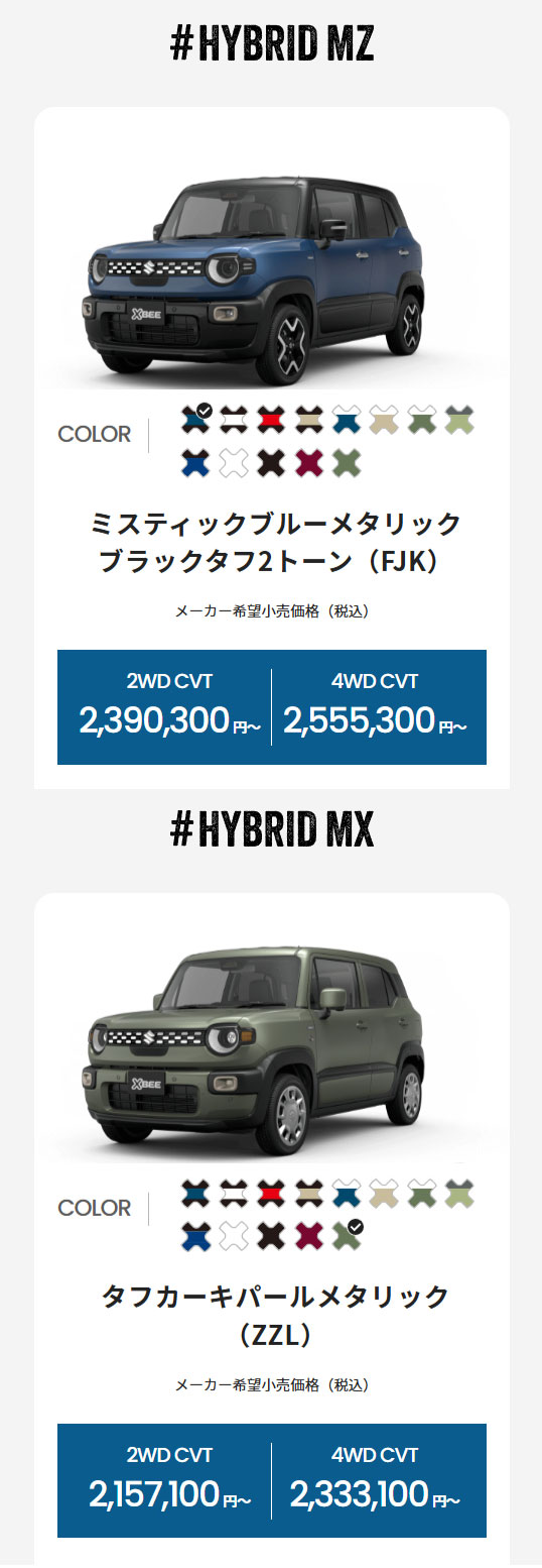 クロスビー　グレード/価格